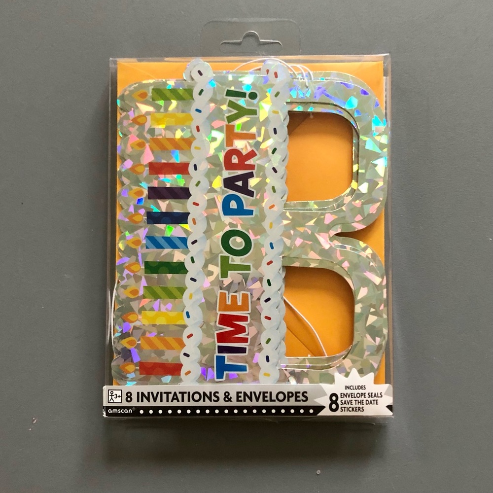 Holographic Mask Birthday Invitation Set NWT